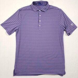 Stitch Golf Polo Shirt Mens Medium Purple Striped Austin Country Club Logo